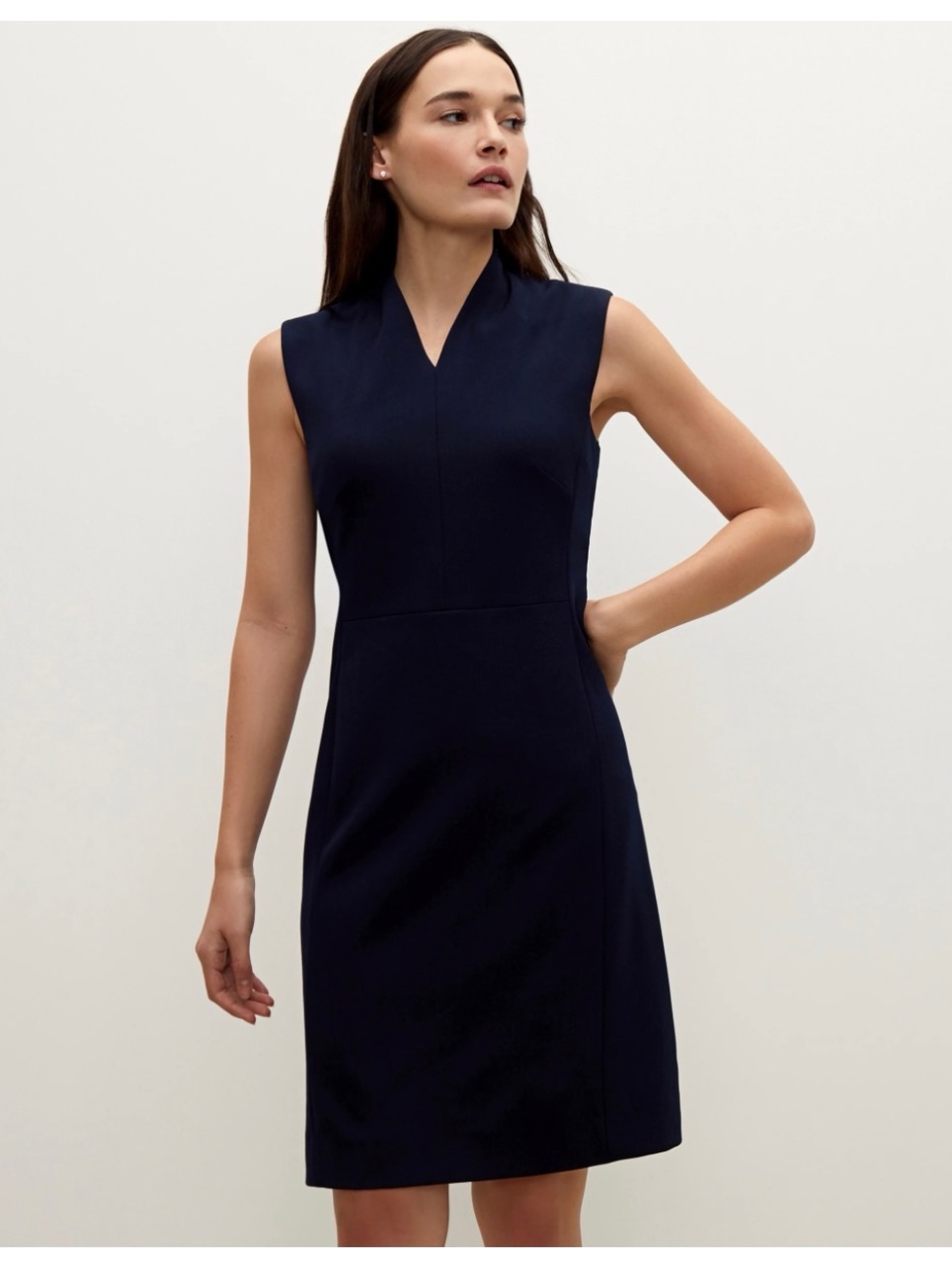 Mm. Lafleur Women’s Sz 10 Navy Aditi Sheath Dress V-Neck Sleeveless